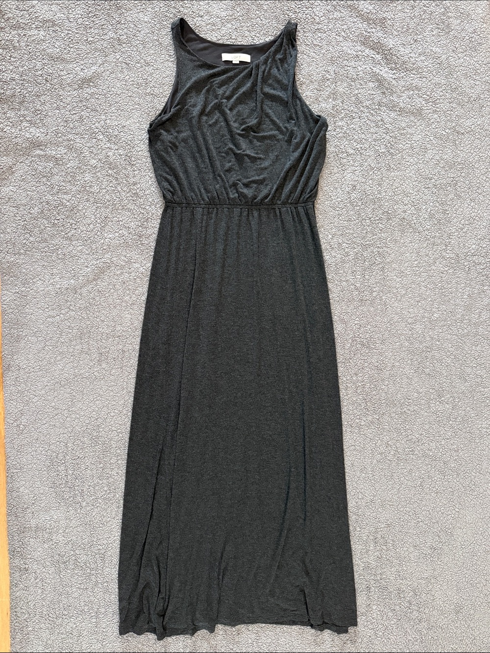 LOFT Sleeveless Dark Gray Maxi Dress with Elastic Waist